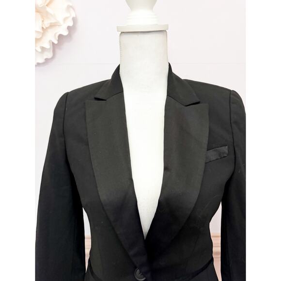Chaiken and Capone Black Virgin Wool Tuxedo  Blazer Size 0 - Picture 2 of 8
